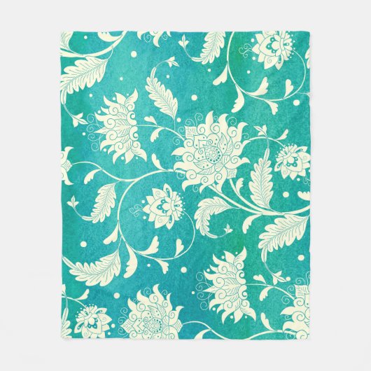 Chinees porselein bloemige Waterverf Fleece Deken (Voorkant)