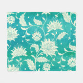 Chinees porselein bloemige Waterverf Fleece Deken (Voorkant (Horizontaal))