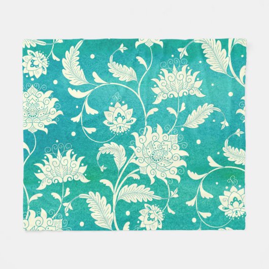 Chinees porselein bloemige Waterverf Fleece Deken (Voorkant (Horizontaal))