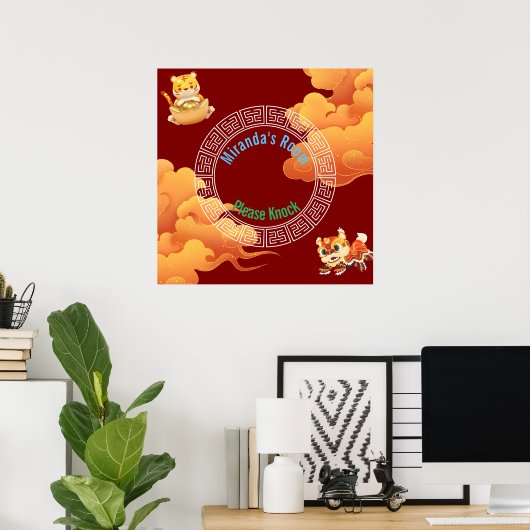 Chinees Poster/deurteken. bewerkbaar Poster (Thuiskantoor)