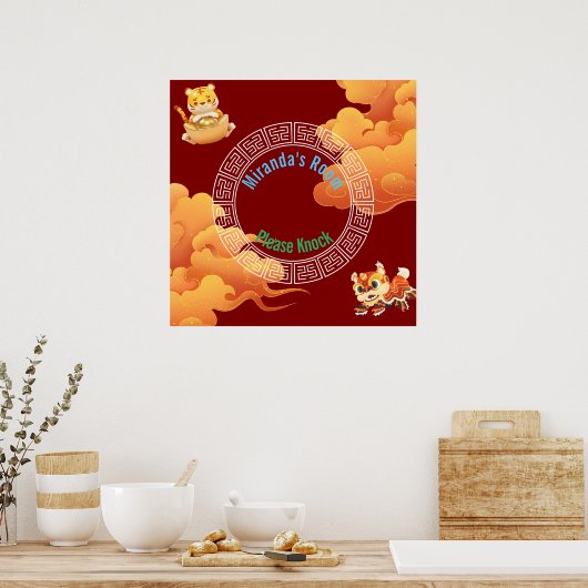 Chinees Poster/deurteken. bewerkbaar Poster (Keuken)