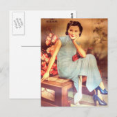 chinees poster oude shanghai vrouw briefkaart (Voorkant / Achterkant)