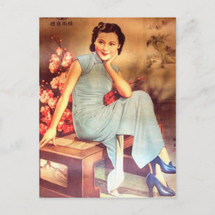  chinees poster oude shanghai vrouw briefkaart