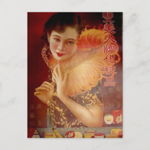  chinees poster oude shanghai vrouw briefkaart