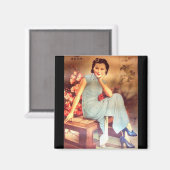  chinees poster oude shanghai vrouw magneet (Voorkant / Achterkant)