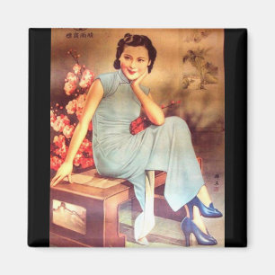  chinees poster oude shanghai vrouw magneet
