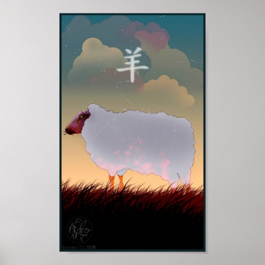 Chinees Poster van Zodiac Sheep (Voorkant)