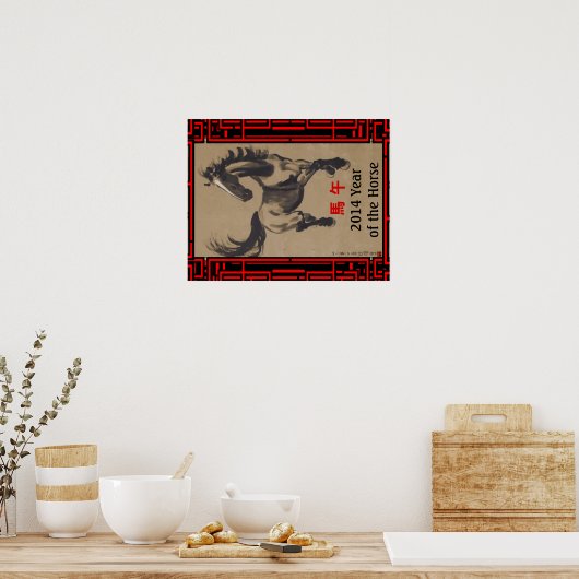Chinees poster voor dierpaarden (Keuken)