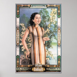 Chinees Poster voor Vrouw Cigarette en  Shanghai