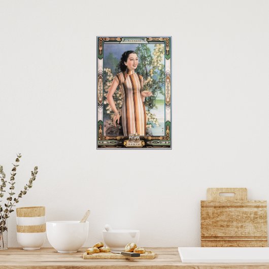 Chinees Poster voor Vrouw Cigarette en  Shanghai (Keuken)