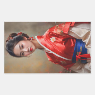 Chinees Prinses Portret Rechthoekige Sticker