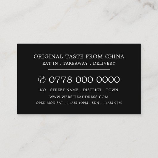 Chinees restaurant Adverteren Visitekaartje (Achterkant)