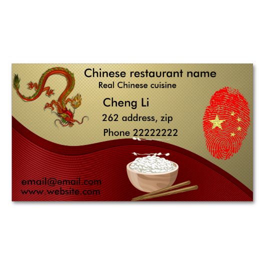 Chinees restaurant magnetisch visitekaartje (Voorkant)