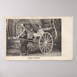 Chinees Rickshaw Foto Briefkaart 1905 Poster