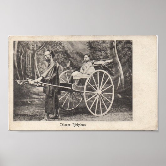  Chinees Rickshaw Foto Briefkaart 1905 Poster (Voorkant)