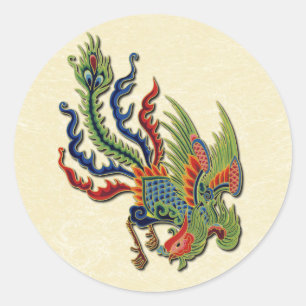 Chinees rijk Tattoo Peacock Ronde Sticker