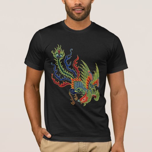 Chinees rijk Tattoo Peacock T-shirt (Voorkant)