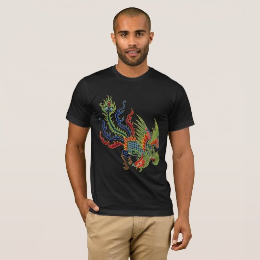 Chinees rijk Tattoo Peacock T-shirt (Voorkant volledig)
