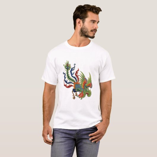 Chinees rijk Tattoo Peacock T-shirt (Voorkant volledig)