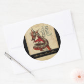 Chinees Rode Draak Ronde Boekplaat Stickers (Envelop)