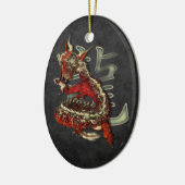 Chinees rode dragon oval Ornament (Links)