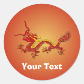 Chinees rode en gouden drakennaamplaatje ronde sticker (Voorkant)