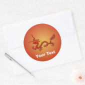Chinees rode en gouden drakennaamplaatje ronde sticker (Envelop)
