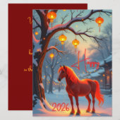 Chinees Rode Vuur Paard Nieuwjaar 2026 Feestdagenkaart (Voorkant / Achterkant)