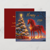 Chinees Rode Vuur Paard Nieuwjaar 2026 Feestdagenkaart (Voorkant / Achterkant)