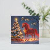 Chinees Rode Vuur Paard Nieuwjaar 2026 Feestdagenkaart (Staand voorkant)