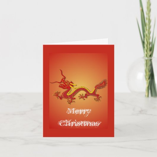 Chinees Rood en Goud Dragon Christmas Kaart (Voorkant)