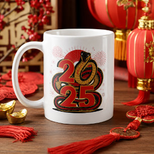Chinees rood Goud Gelukkig Maandnieuwjaar van de S Koffiemok