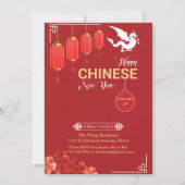 Chinees rood Goud Gelukkig Nieuwjaar volgens de Sl Feestdagenkaart (Voorkant)