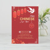 Chinees rood Goud Gelukkig Nieuwjaar volgens de Sl Feestdagenkaart (Staand voorkant)