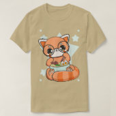 Chinees Rood Panda eet Ramen I Love Ramen Noodle T-shirt (Design voorkant)