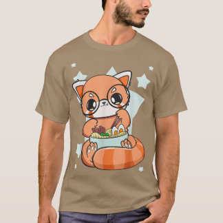 Chinees Rood Panda eet Ramen I Love Ramen Noodle T-shirt