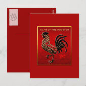 Chinees Rooster Jaar Zodiac Enameled effect VP Briefkaart (Voorkant / Achterkant)