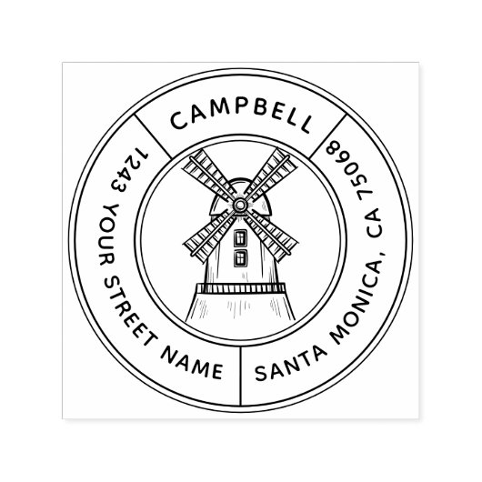 Chinees Rustisch Windmolen - Aangepast adres Zelfinktende Stempel (Design)