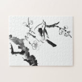 Chinees schilderen, pruimen en vogel legpuzzel (Horizontaal)