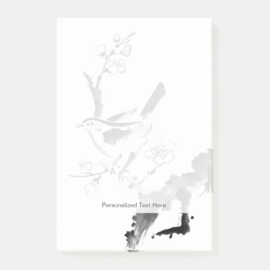 Chinees schilderen, pruimen en vogel post-it® notes (Voorkant)