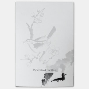 Chinees schilderen, pruimen en vogel post-it® notes
