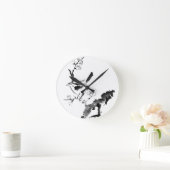 Chinees schilderen, pruimen en vogel ronde klok (Huis)