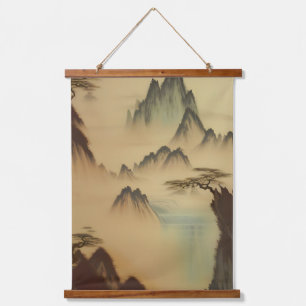 Chinees schilderij bergen en waterval hangend wandkleed