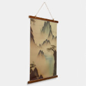 Chinees schilderij bergen en waterval hangend wandkleed (Gebogen)