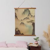 Chinees schilderij bergen en waterval hangend wandkleed (Slaapkamer)