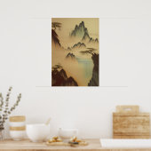 Chinees schilderij bergen en waterval poster (Keuken)