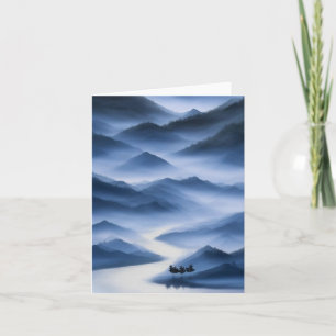 Chinees schilderij Blauw Misty Landschap Kaart