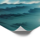 Chinees schilderij Blauwgroen Blauw Misty Landscap Poster (Hoek)