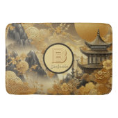 Chinees schilderij Faux Golden Dripping Monogramme Badmat (Voorkant)