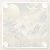 Chinees schilderij Faux Golden Dripping Monogramme Glazen Onderzetter (Achterkant)